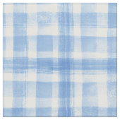 Blue n White Waterverf Gingham Checkered Pattern Stof (Close Up)