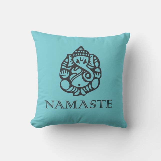Blue Namaste Ganesh Pillow Kussen (Voorkant)