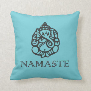 Blue Namaste Ganesh Pillow Kussen