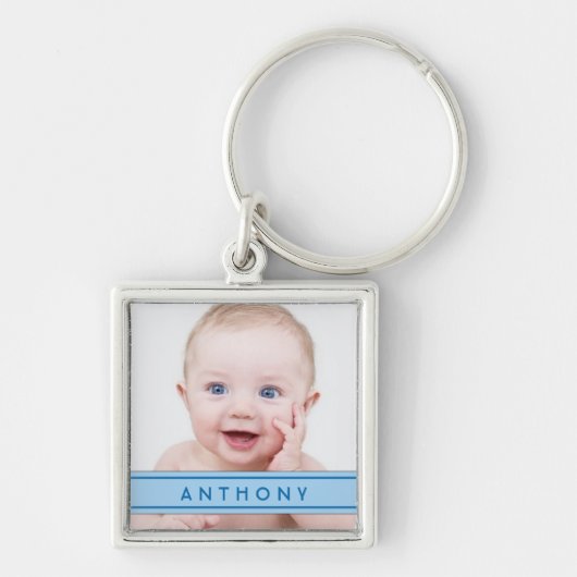 Blue Name Baby Photo Template Sleutelhanger (Voorkant)