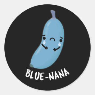 Blue-nana Funny Banana Pun Dark BG Ronde Sticker