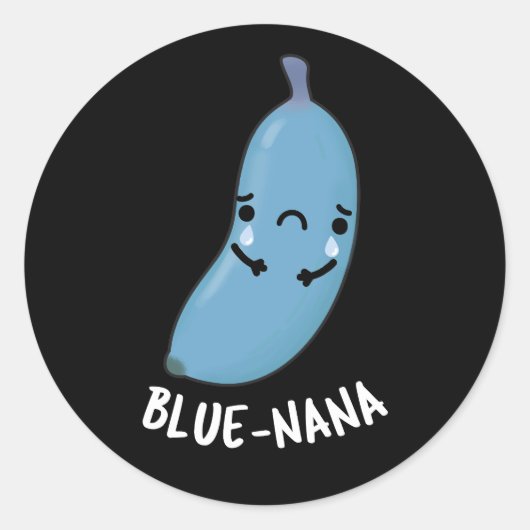 Blue-nana Funny Banana Pun Dark BG Ronde Sticker (Voorkant)