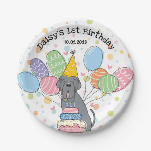 Blue Napolitan Mastiff Dog Verjaardagsfeest Papieren Bordje
