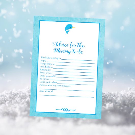 Blue Narwhal-advies voor Baby shower-spel Kaart