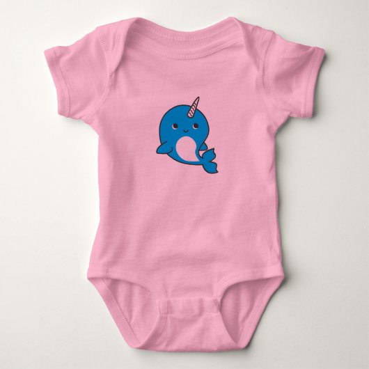 Blue Narwhal Baby Girl Tutu Bodysuit (Voorkant)