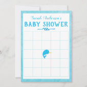 Blue Narwhal Baby shower Bingo Game Kaart (Voorkant)