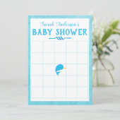 Blue Narwhal Baby shower Bingo Game Kaart (Staand voorkant)