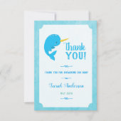 Blue Narwhal Baby shower dank u Bedankkaart (Voorkant)