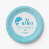 Blue Narwhal Baby shower Papieren Bordje (Voorkant)