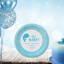 Blue Narwhal Baby shower Papieren Bordje