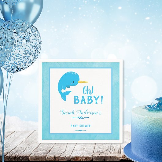 Blue Narwhal Baby shower Servet