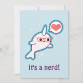 Blue Narwhal Baby Shower-uitnodigingen voor Nerds Kaart (Voorkant)