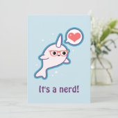 Blue Narwhal Baby Shower-uitnodigingen voor Nerds Kaart (Staand voorkant)