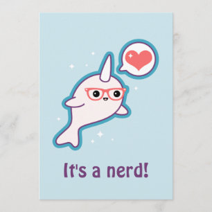 Blue Narwhal Baby Shower-uitnodigingen voor Nerds Kaart