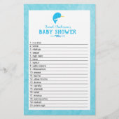 Blue Narwhal Baby shower Word Scramble Game Briefpapier (Voorkant)