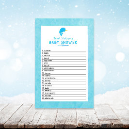 Blue Narwhal Baby shower Word Scramble Game Briefpapier