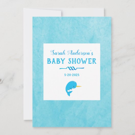Blue Narwhal die mama het beste Baby shower spel k Kaart (Achterkant)