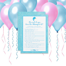 Blue Narwhal die mama het beste Baby shower spel k Kaart