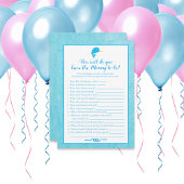 Blue Narwhal die mama het beste Baby shower spel k Kaart