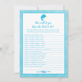 Blue Narwhal die vader het beste Baby shower spel  Kaart (Voorkant)