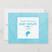 Blue Narwhal Guessing Count Baby shower Game Kaart (Achterkant)