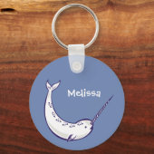 Blue Narwhal Persoonlijke Sleutelhanger (Achterkant)