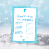 Blue Narwhal raadt het Pice Baby shower Game Kaart