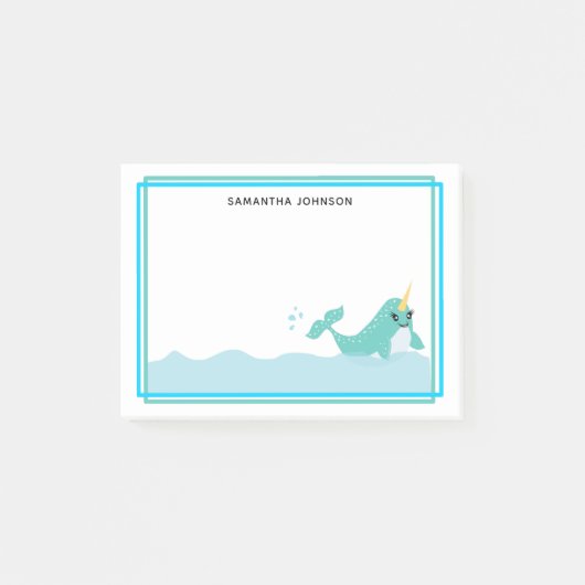 Blue Narwhal spatten in het water Post-it® Notes (Voorkant)