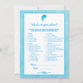 Blue Narwhal wat er op je Baby shower-spel staat Kaart (Voorkant)