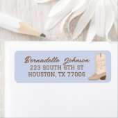 Blue Nash Bash Cowgirl Boot Bachelorette Party Lab Etiket (Insitu)