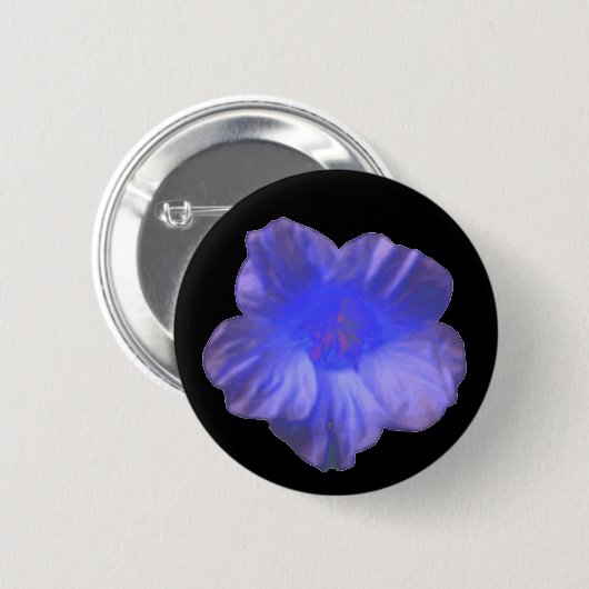 Blue Nasturtium Flower Button (Voorkant /achterkant)