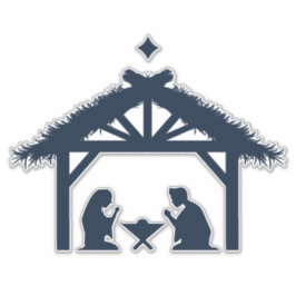 Blue Natitivity Scene Faith-gebaseerd op Kerstmis Sticker