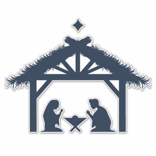 Blue Natitivity Scene Faith-gebaseerd op Kerstmis Sticker (Voorkant)