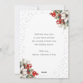 Blue Nativity Botanical Christian Christmas Card Feestdagenkaart (Achterkant)