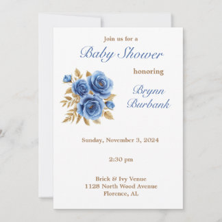 Blue & Natural Florals Baby shower Invitation Kaart