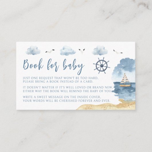 Blue Nautical Ahoy Het is een jongensboek voor bab Informatiekaartje (Voorkant)