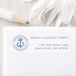 Blue Nautical Anchor | Aangepaste bruiloft Etiket