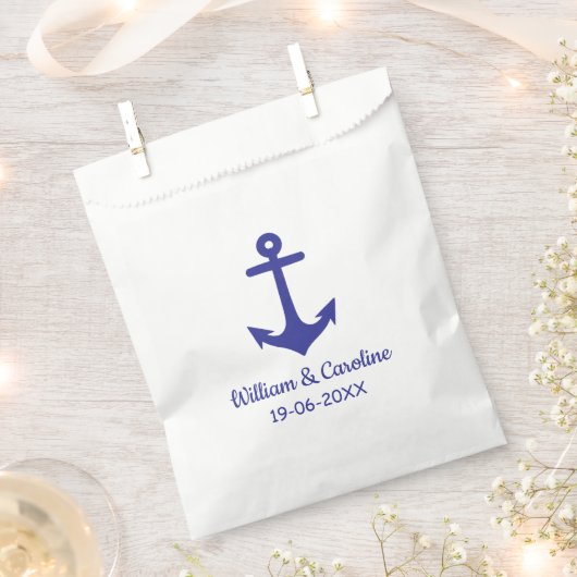 Blue Nautical Anchor Beach Destination Wedding Bedankzakje (Geknipt)
