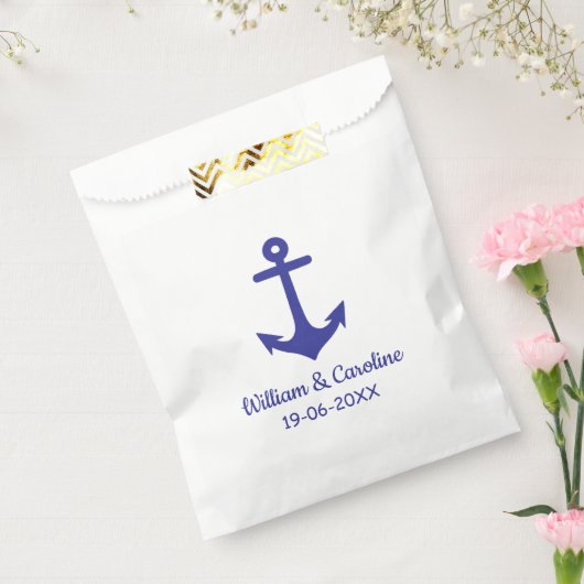 Blue Nautical Anchor Beach Destination Wedding Bedankzakje (Gezegeld)