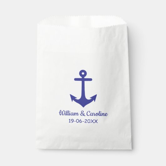 Blue Nautical Anchor Beach Destination Wedding Bedankzakje (Voorkant)