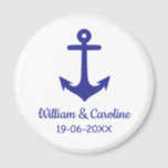 Blue Nautical Anchor Beach Destination Wedding Magneet<br><div class="desc">Blauwe nautische trouwartikelen voor anker voor strand,  tropisch of bestemmingsbruiloft</div>