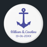 Blue Nautical Anchor Beach Destination Wedding Magneet<br><div class="desc">Blauwe nautische trouwartikelen voor anker voor strand,  tropisch of bestemmingsbruiloft</div>