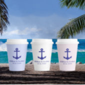 Blue Nautical Anchor Beach Destination Wedding Papieren Bekers