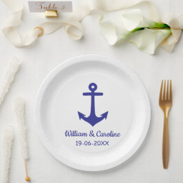 Blue Nautical Anchor Beach Destination Wedding Papieren Bordje