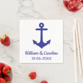 Blue Nautical Anchor Beach Destination Wedding Servet (Insitu)
