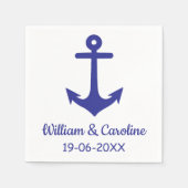 Blue Nautical Anchor Beach Destination Wedding Servet (Voorkant)