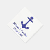 Blue Nautical Anchor Beach Destination Wedding Servet (Hoek)