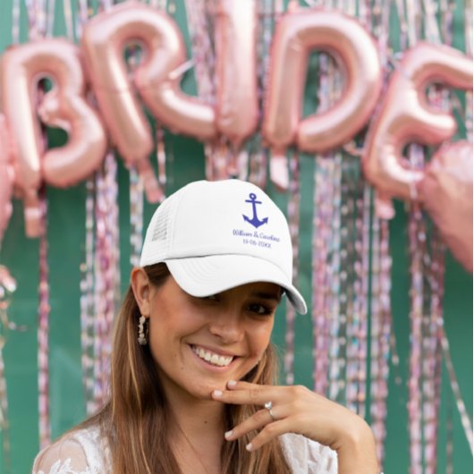 Blue Nautical Anchor Beach Destination Wedding Trucker Pet