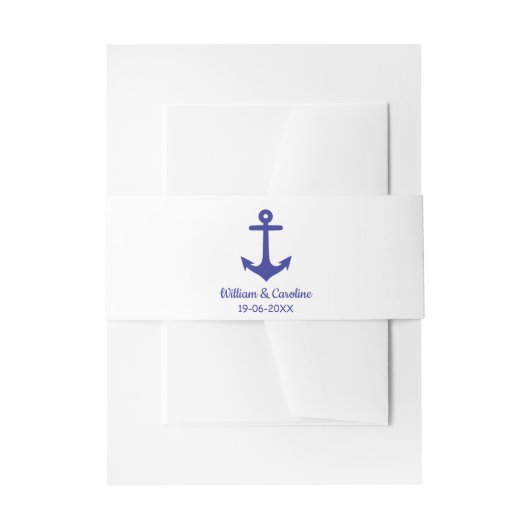 Blue Nautical Anchor Beach Destination Wedding Uitnodigingen Wikkel (Voorkant Voorbeeld)