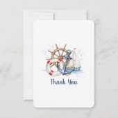 Blue Nautical Anchor Birthday Bedankkaart (Achterkant)